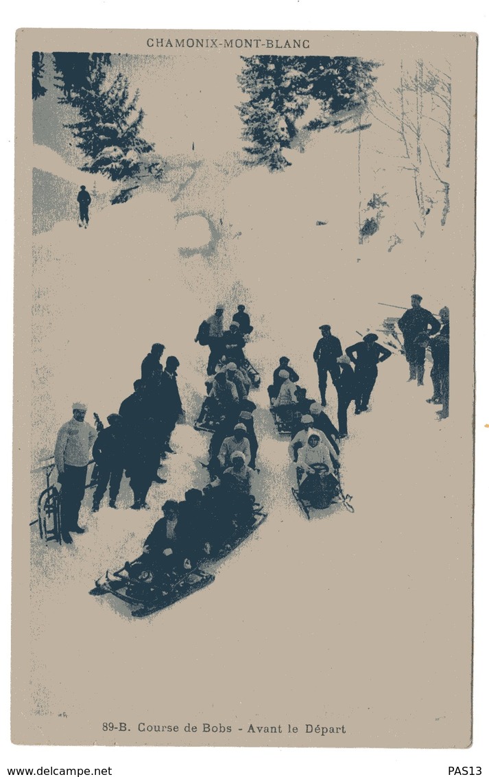 CHAMONIX  MONT BLANC COURSE DE BOBS AVEC PERSONNAGES 1920 - Chamonix-Mont-Blanc