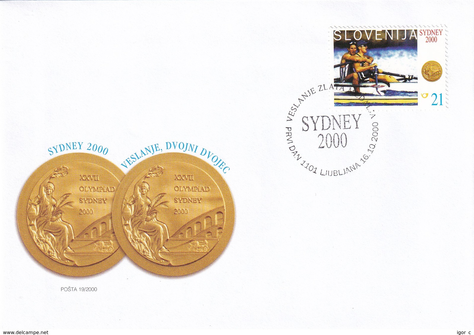 Slovenia Slovenie Slowenien 2000 FDC Cover: Olympic Games Sydney Rowing; Gold Medals Cop - Spik, RARE - Zomer 2000: Sydney - Paralympics