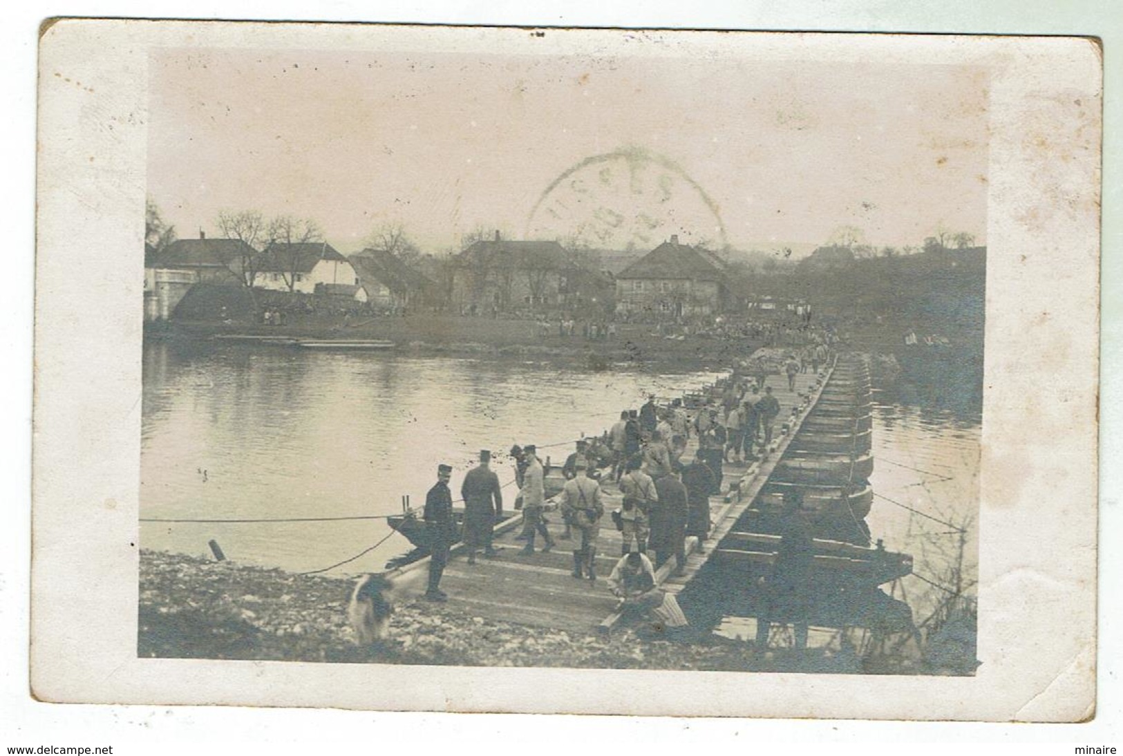 Pont De Bâteaux à Localiser 1922 - Neuf Brisach, Chalampé, Huningue, (à Gauche Appui D'un Pont Sur La Rive) Carte Photo - Autres & Non Classés