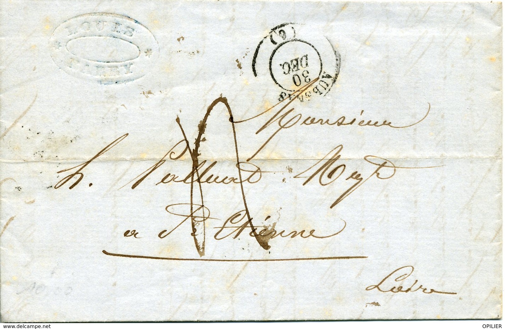 AUBENAS ARDECHE 30 Décembre 1848 Cachet Type 15 Arrivée à St Etienne Le 1er Janvier 1849 TAXE 4 DECIMES Manuscrite - 1849-1876: Periodo Classico