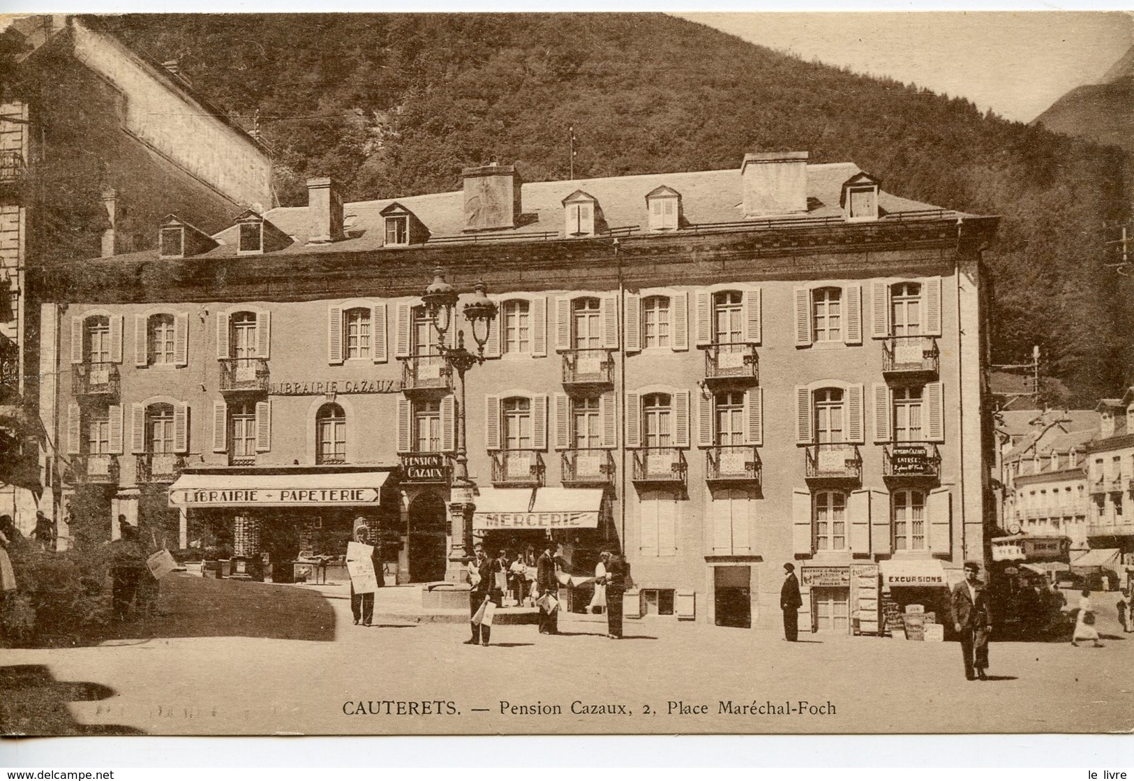 1921. CPA 65 CAUTERETS. PENSION CAZAUX 2 PLACE MARECHAL FOCH - Cauterets