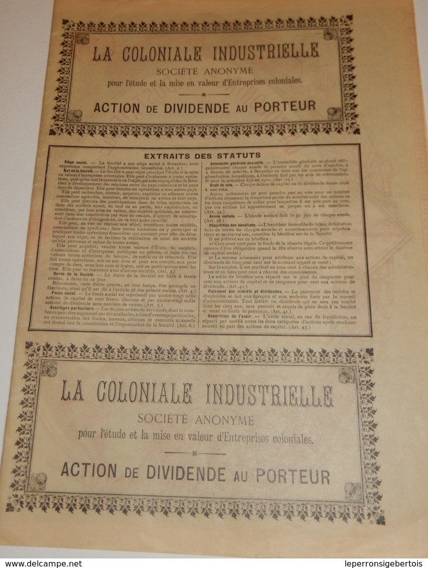 Titre Ancien - La Coloniale Industrielle -Titre De 1899 - Déco N°033837 - VF - Afrique