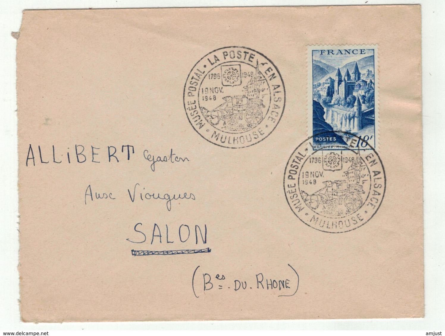 France // 1945-1949 // Lettre Au Départ Du Musée Postal En Alsace (Mulhouse) - Covers & Documents