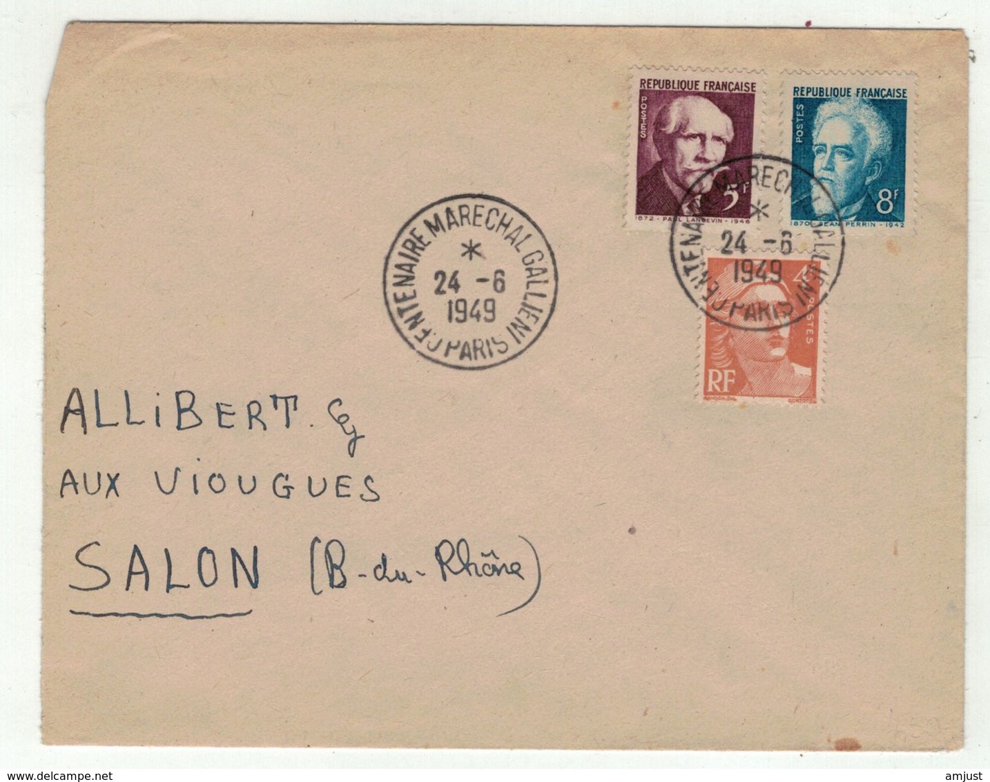 France // 1945-1949 // Lettre Du Centenaire Du Maréchal Gallieni - Lettres & Documents