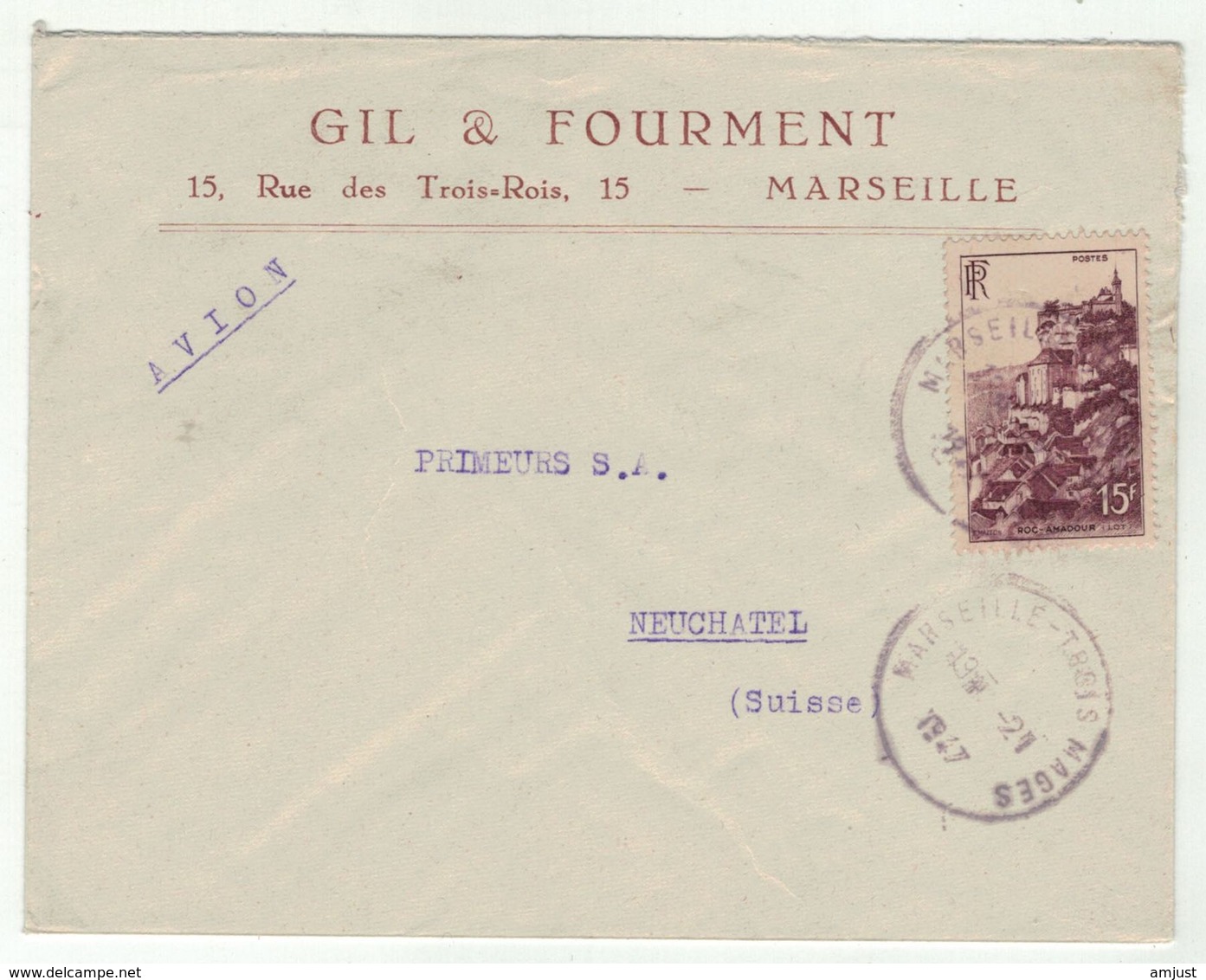 France // 1945-1949 // Lettre Au Départ De Marseille Pour La Suisse - Lettres & Documents