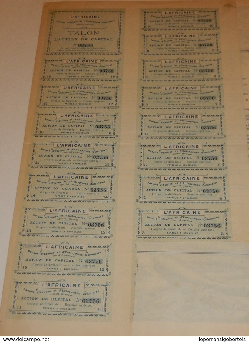 Titre Ancien - L'Africaine - Banque D'Etudes Et D'Entreprises Coloniales - Titre De 1898 - DECO - Rare VF-*** - Afrique