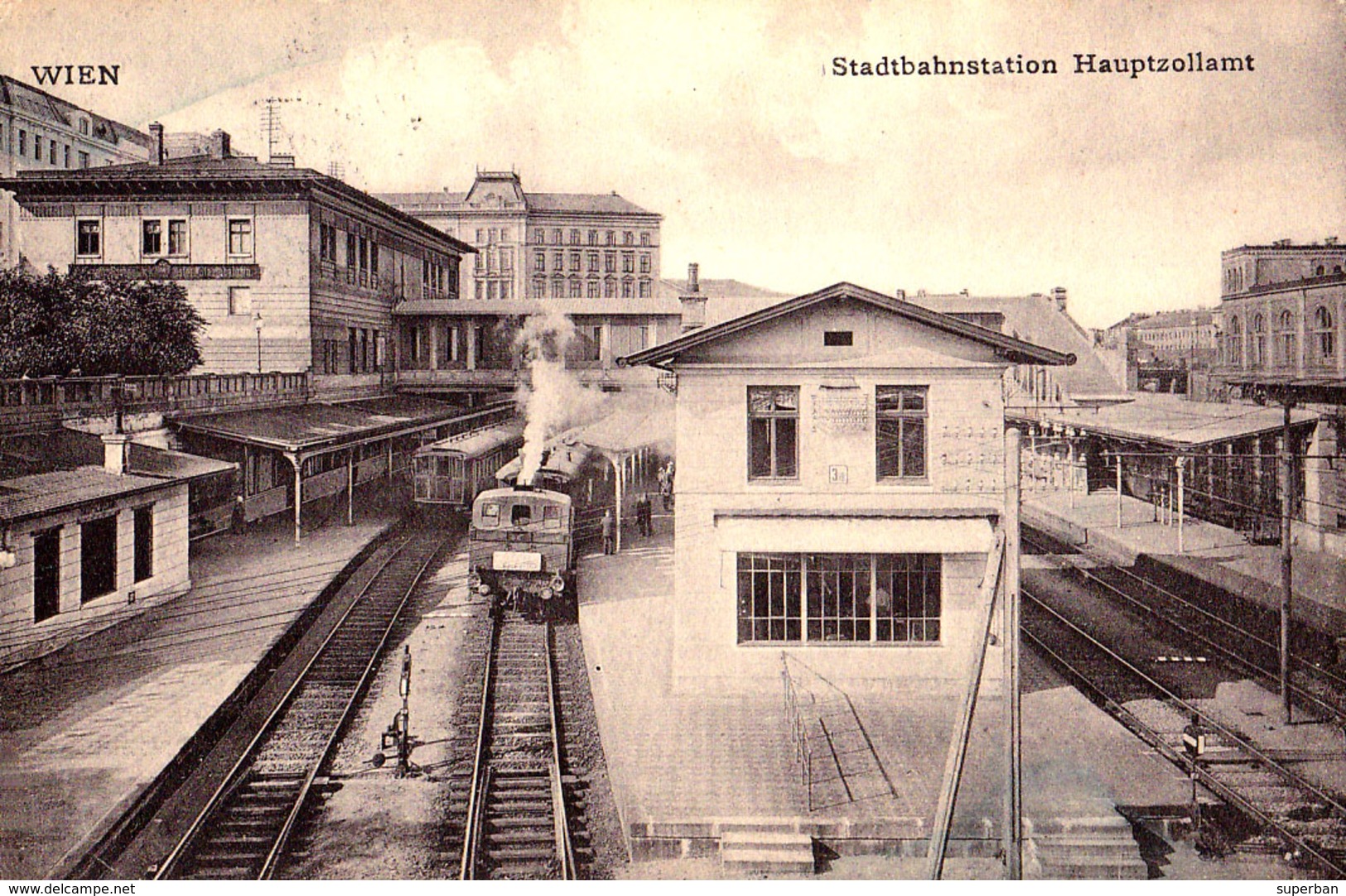 WIEN : STADTBAHNSTATION HAUPTZOLLAMT - GARE / TRAIN STATION / METRO ? - ANNÉE / YEAR ~ 1905 - '909 - RRR !!! (ad758) - Altri & Non Classificati