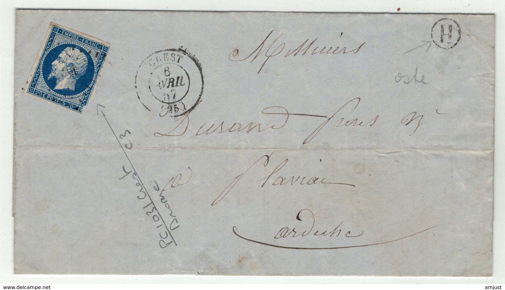 France // 1953-1860 // Lettre Pour L'Ardèche - 1853-1860 Napoléon III