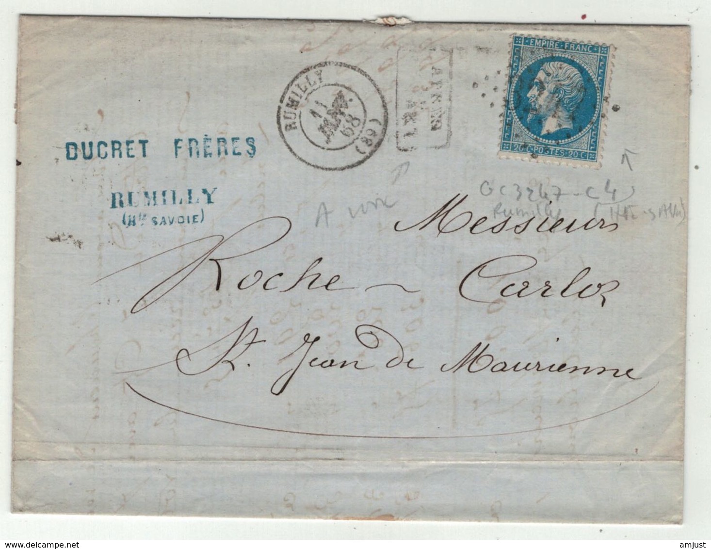 France // 1963-1870 // Lettre Au Départ De Rumilly - 1862 Napoléon III