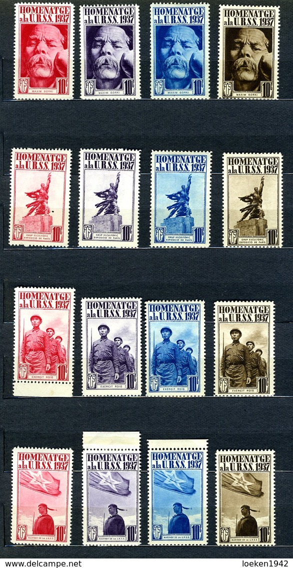 ESPAÑA   20 Viñetas  HOMENATGE  A LA URSS  P5P6 - Spanish Civil War Labels