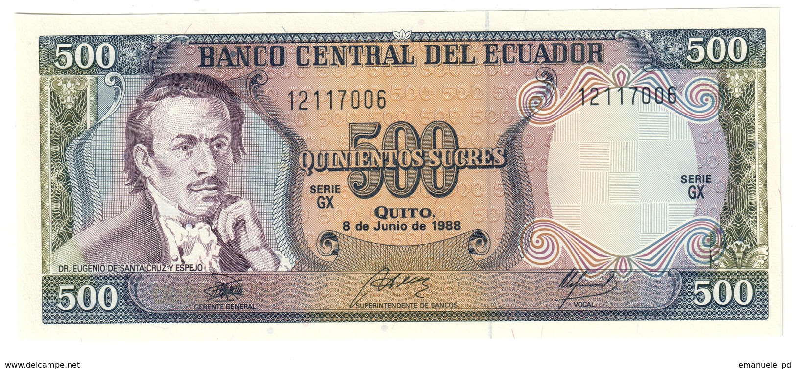 ECUADOR	500	SUCRES	08/06/1988	P124	UNC			.CV. - Ecuador