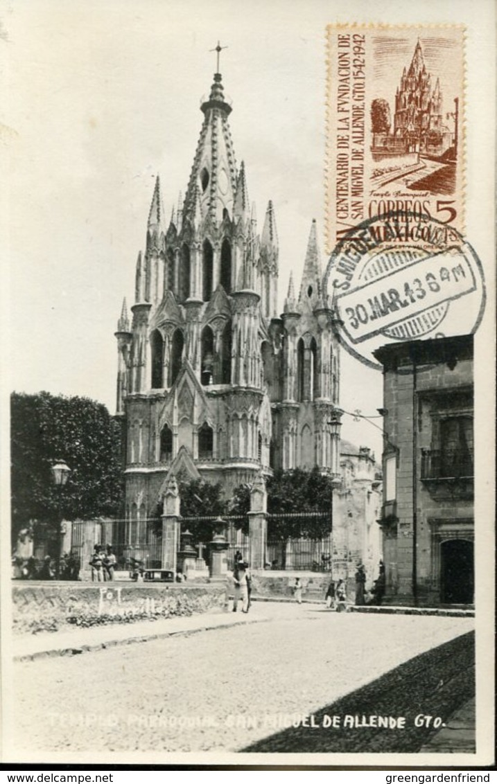 51147 Mexico, Maximum  30.3.1943 S.miguel De Allende,templo Parroquial, Cathedral, Architecture - Chiese E Cattedrali