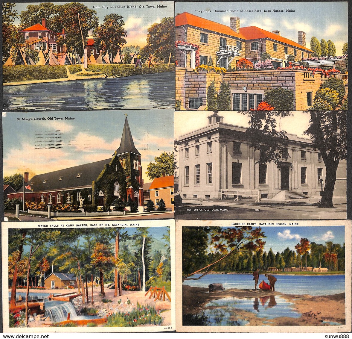 US - Maine - Lot Of 6 Postcards (animation, Colors, See Scans) - Autres & Non Classés