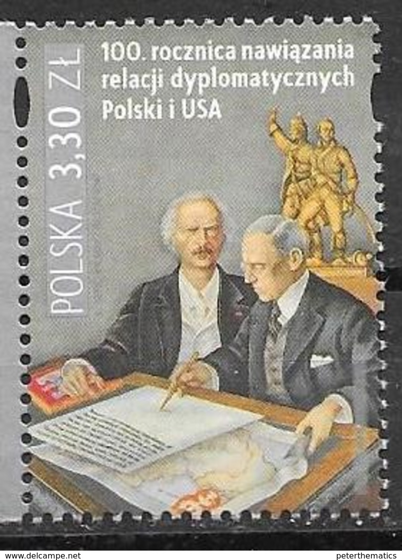 POLAND, 2019, MNH,100th ANNIVERSARY OF ESTABLISHMENT OF DIPLOMATIC RELATIONS WITH THE USA, 1v - Unclassified