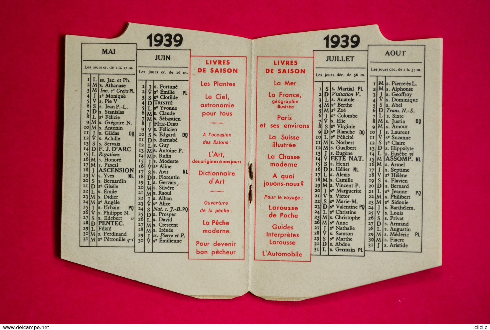 Calendrier De Poche 1958, Petit LAROUSSE ILLUSTRÉ, Cachet à L'arrière Librairie LIARD à Besançon - Petit Format : 1941-60