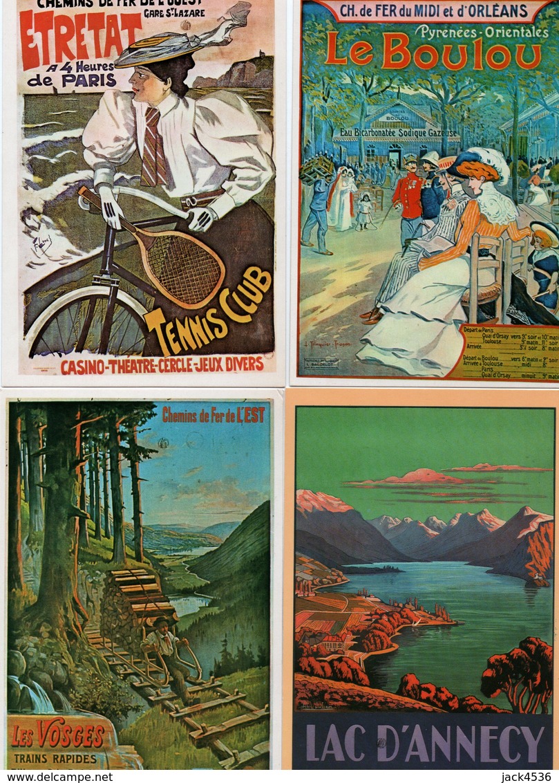 Lot De 20 Cartes Postales Modernes - REPRODUCTION D' Affiches Chemins De Fer - 5 Scan. - 5 - 99 Cartes