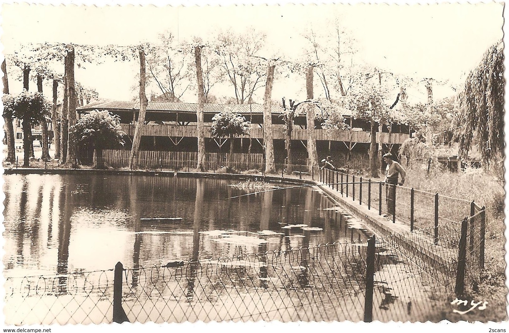 Dépt 32 - ESTANG - Le Bassin Du Pesque - Les Arènes - (Éditeur : "MYS") - CPSM 8,8 X 13,7 Cm - PÊCHEUR - Autres & Non Classés