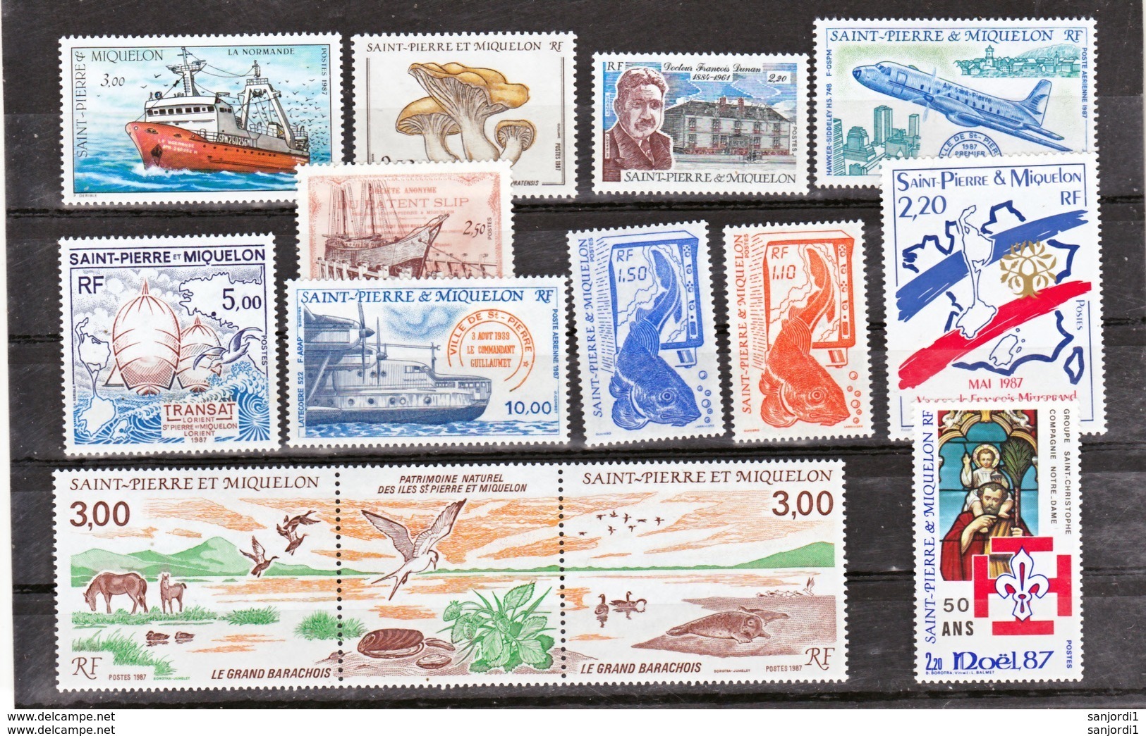 Saint Pierre Et Miquelon  1987 Année Complète Poste 475 485 A Et PA 64 65 Neuf ** MNH Sin Charmela Cote 32.5 - Années Complètes