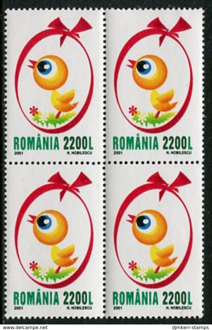 ROMANIA 2001 Easter Block Of 4 MNH / **.  Michel 5566 - Unused Stamps