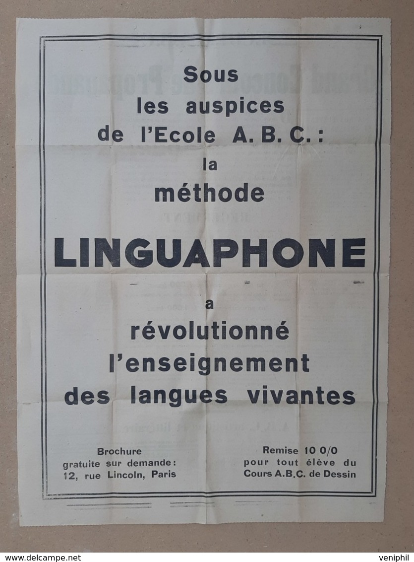 FEUILLE JOURNAL PUBLICITE ECOLE A.B.C. GRAND CONCOURS DE PROPAGANDE -ANNEE 1930 -35 - Reclame