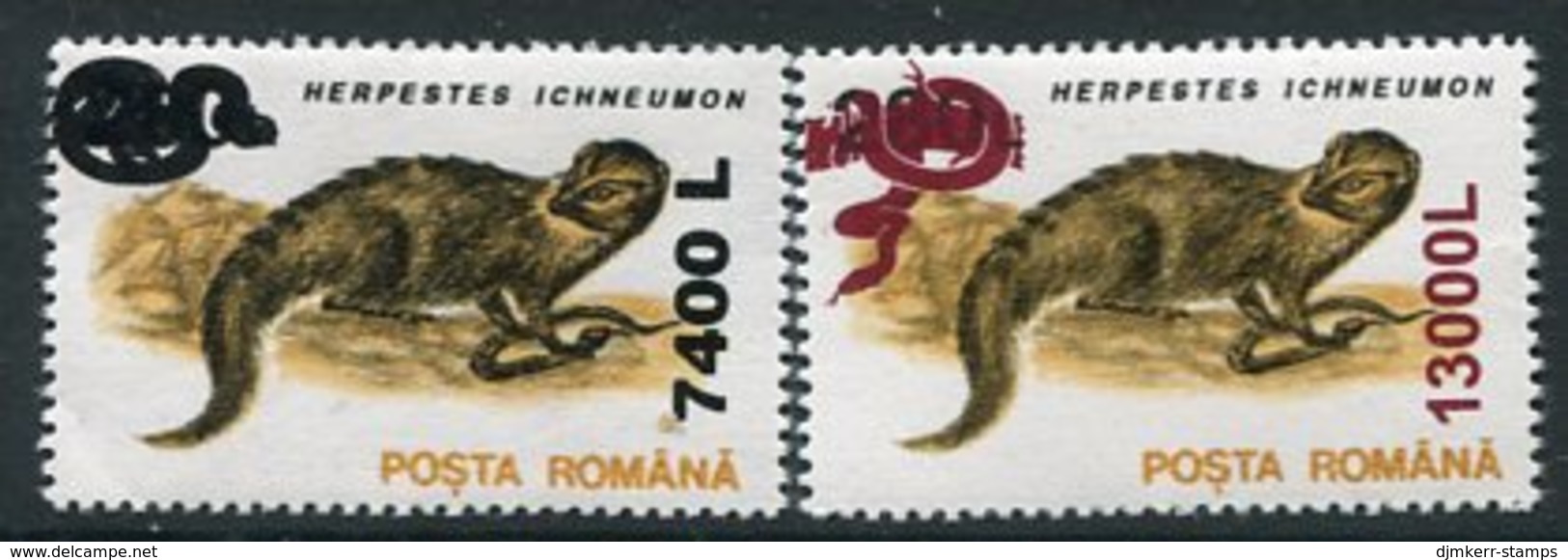 ROMANIA 2001 Surcharges On 280 L. Mammals  MNH / ** .  Michel 5552-53 - Ungebraucht