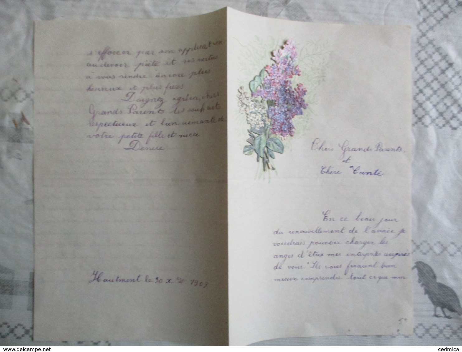 FLEURS SUR COURRIER DU 30 Xbre 1909 - Fleurs