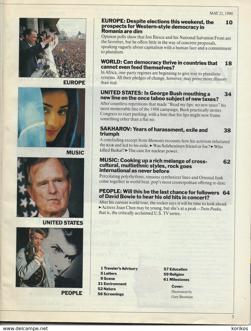 TIME INTERNATIONAL MAGAZINE – 21 MAY 1990 – VOLUME 135 - ISSUE 21 - Novedades/Actualidades