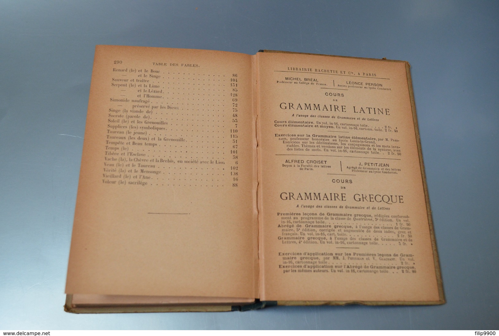 Livre : FABLES ésopiques (Phèdre) - 1907 | Hachette & Co Paris 290p