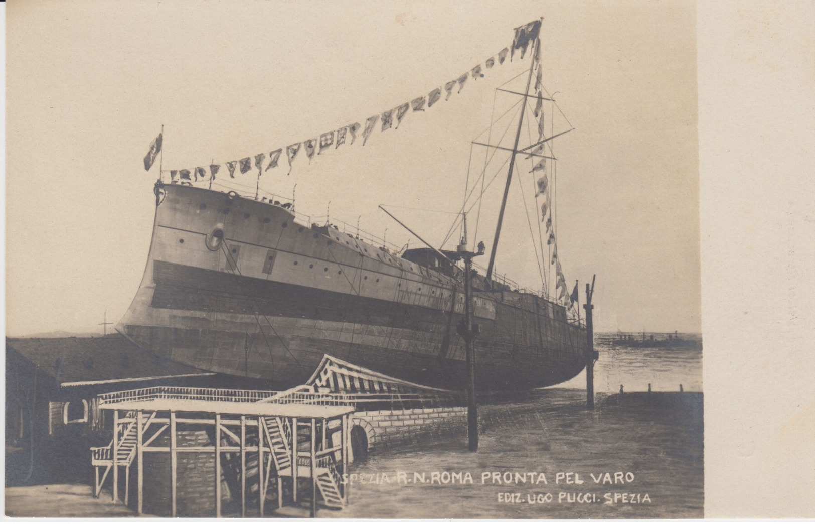 R. MARINA ITALIANA - SPEZIA - R. NAVE "ROMA" PRONTA PEL VARO - Guerra