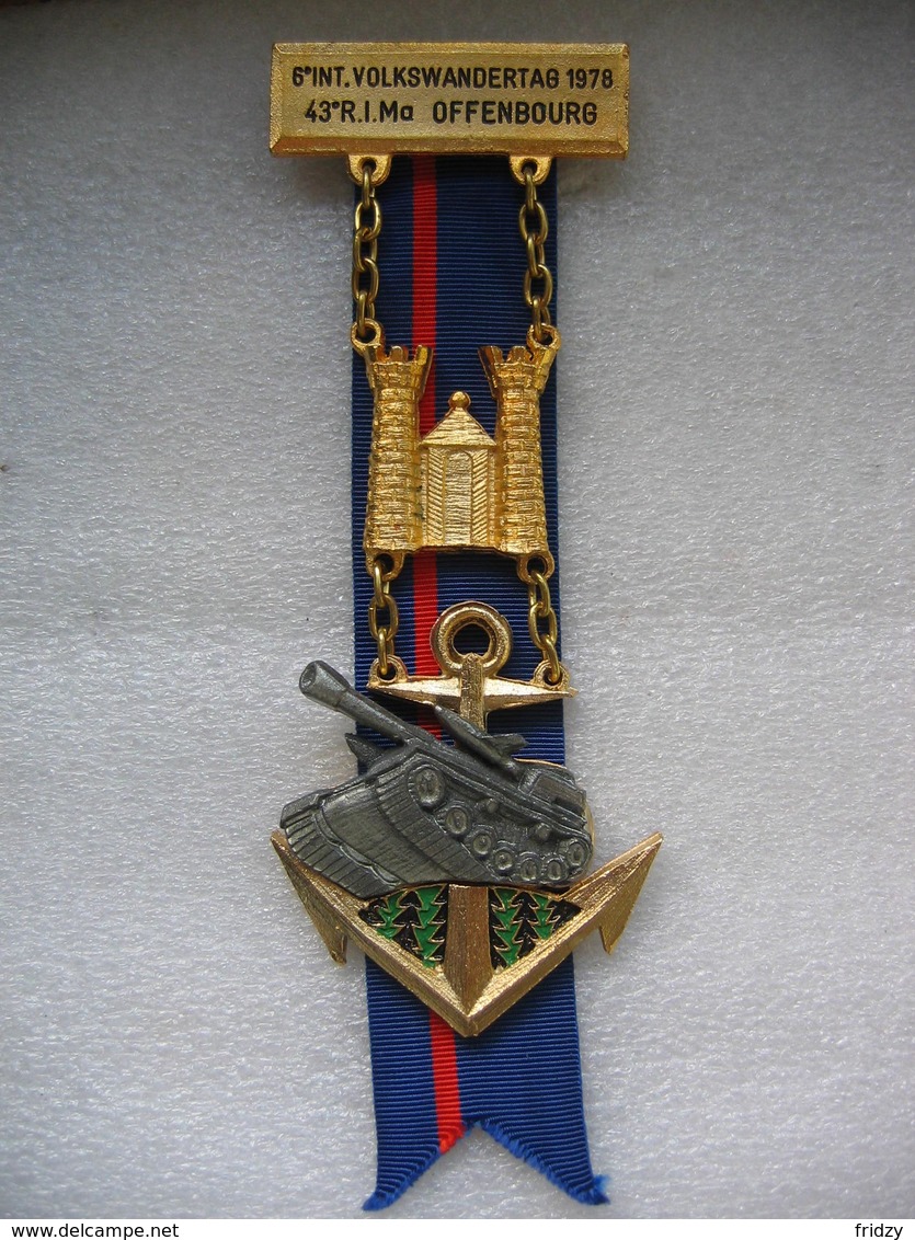 Médaille Du 43e Régiment D'infanterie De Marine, 6eme Marche Populaire Internationale à Offenbourg (Allemagne) En 1978 - Heer