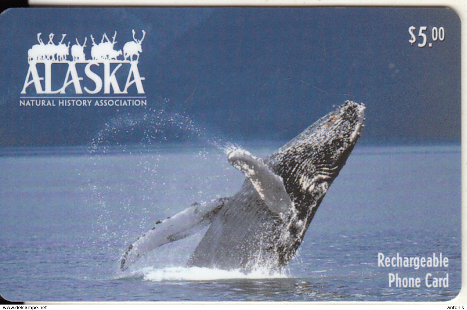 ALASKA - Whale, Alaska NHA Magnetic Recharge Card $5, Used - Altri – America