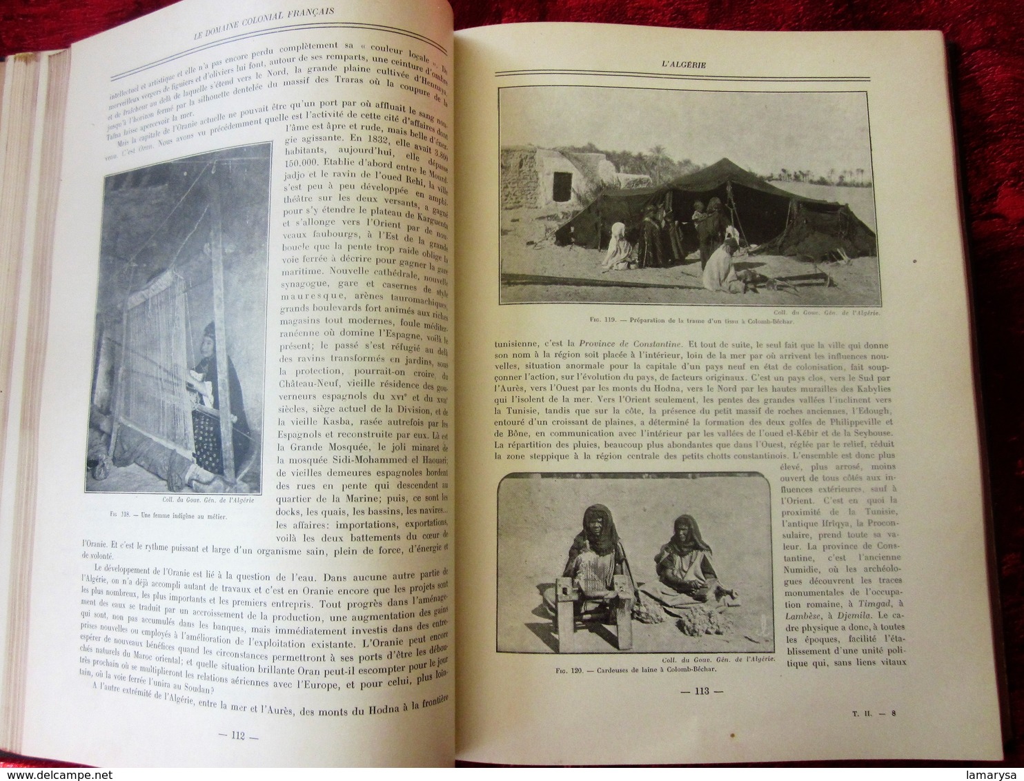 Le Domaine Colonial Français.Tome II-Colonies ALGÉRIE-TUNISIE-MAROC-AOF-AEF-HISTOIRE-INDUSTRIE-MŒURS-VIE-COUTUMES-BOZART