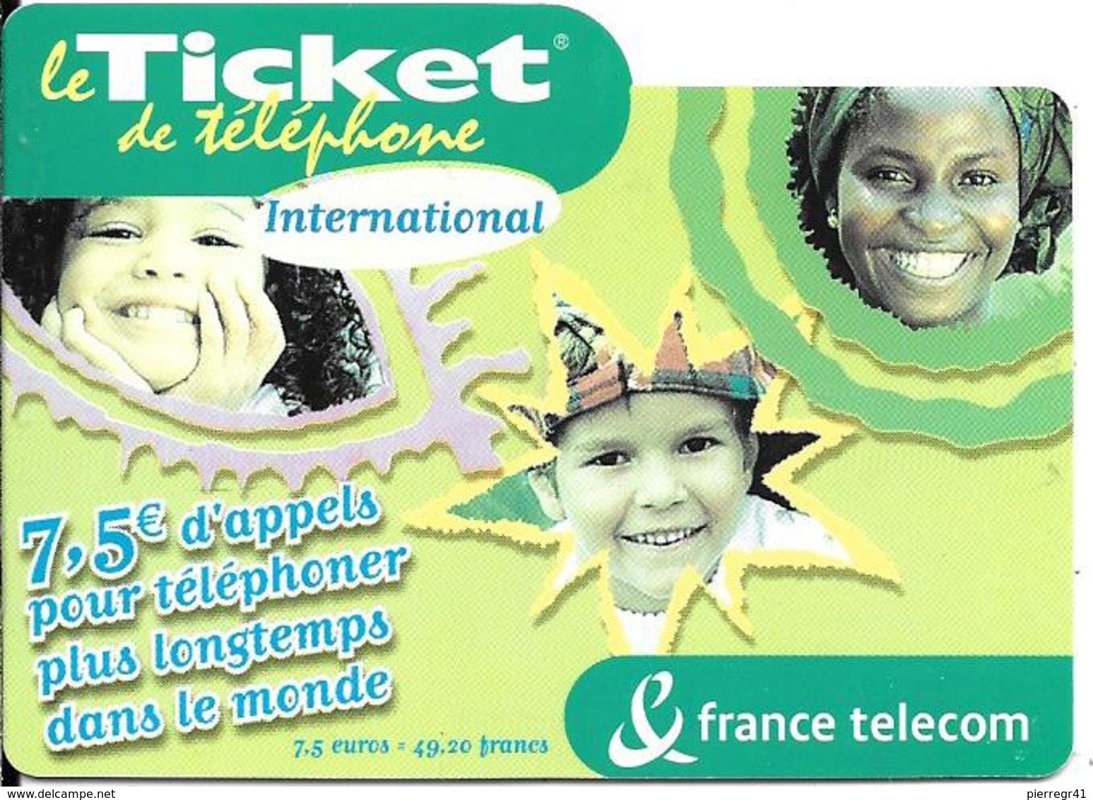 TICKET TELEPHONE-FRANCE- PU64G-7,5€-International-Varieté Manque Couleurs Foncé-TBE-Légérement Gondolé-RARE - FT Tickets