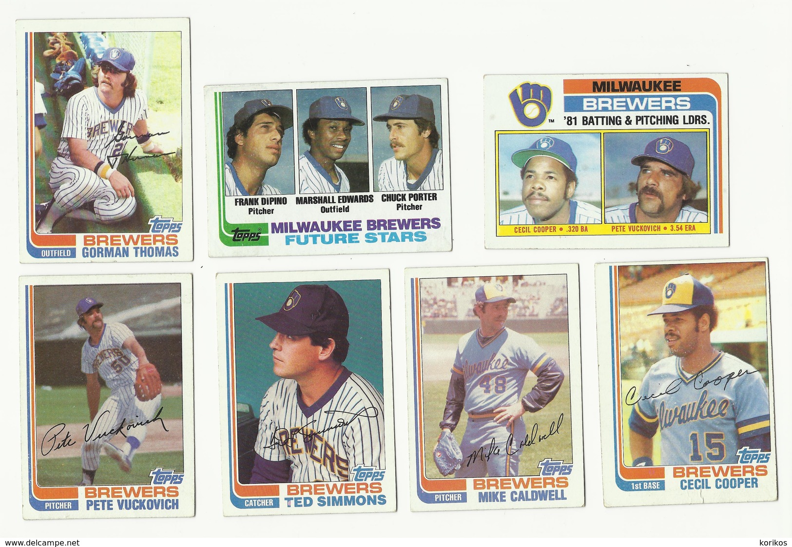 1982 TOPPS BASEBALL CARDS – MILWAUKEE BREWERS – MLB – MAJOR LEAGUE BASEBALL – LOT OF SEVEN - Lotti