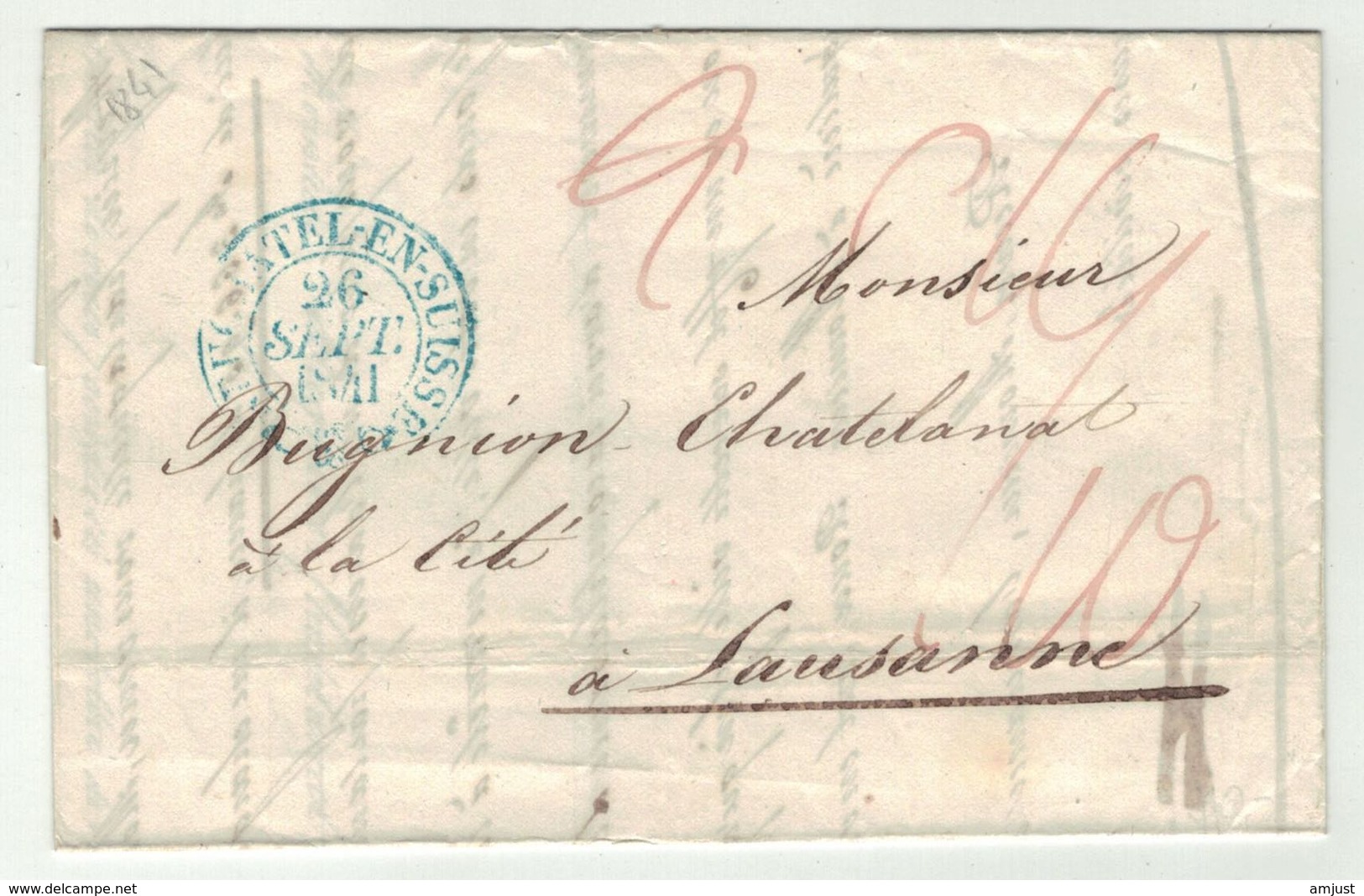 Suisse // Schweiz // Switzerland //  Préphilatélie  // Lettre Au Départ De Neuchâtel Pour Lausanne - ...-1845 Préphilatélie