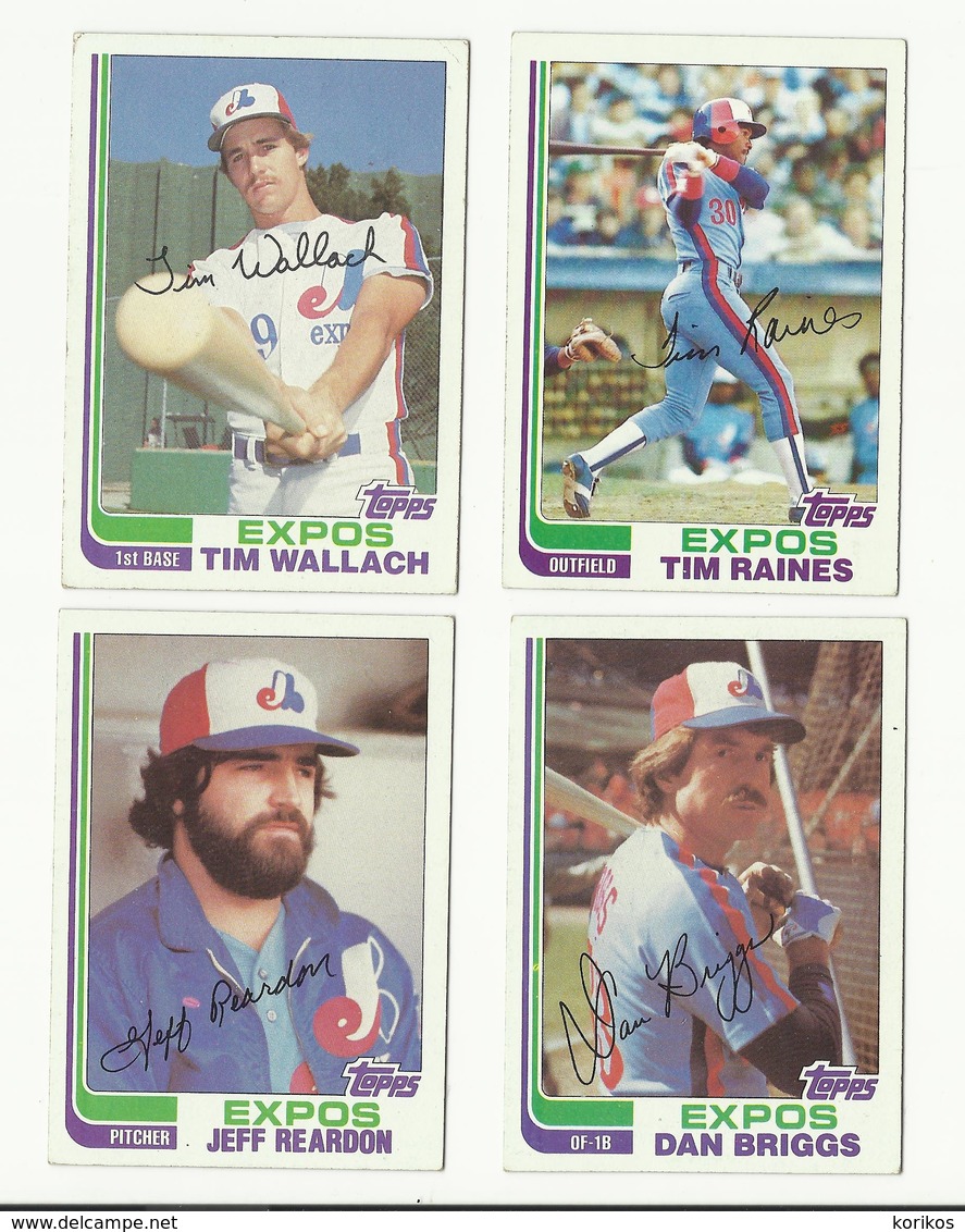 1982 TOPPS BASEBALL CARDS – MONTREAL EXPOS – MLB – MAJOR LEAGUE BASEBALL – LOT OF FOUR - Lotti