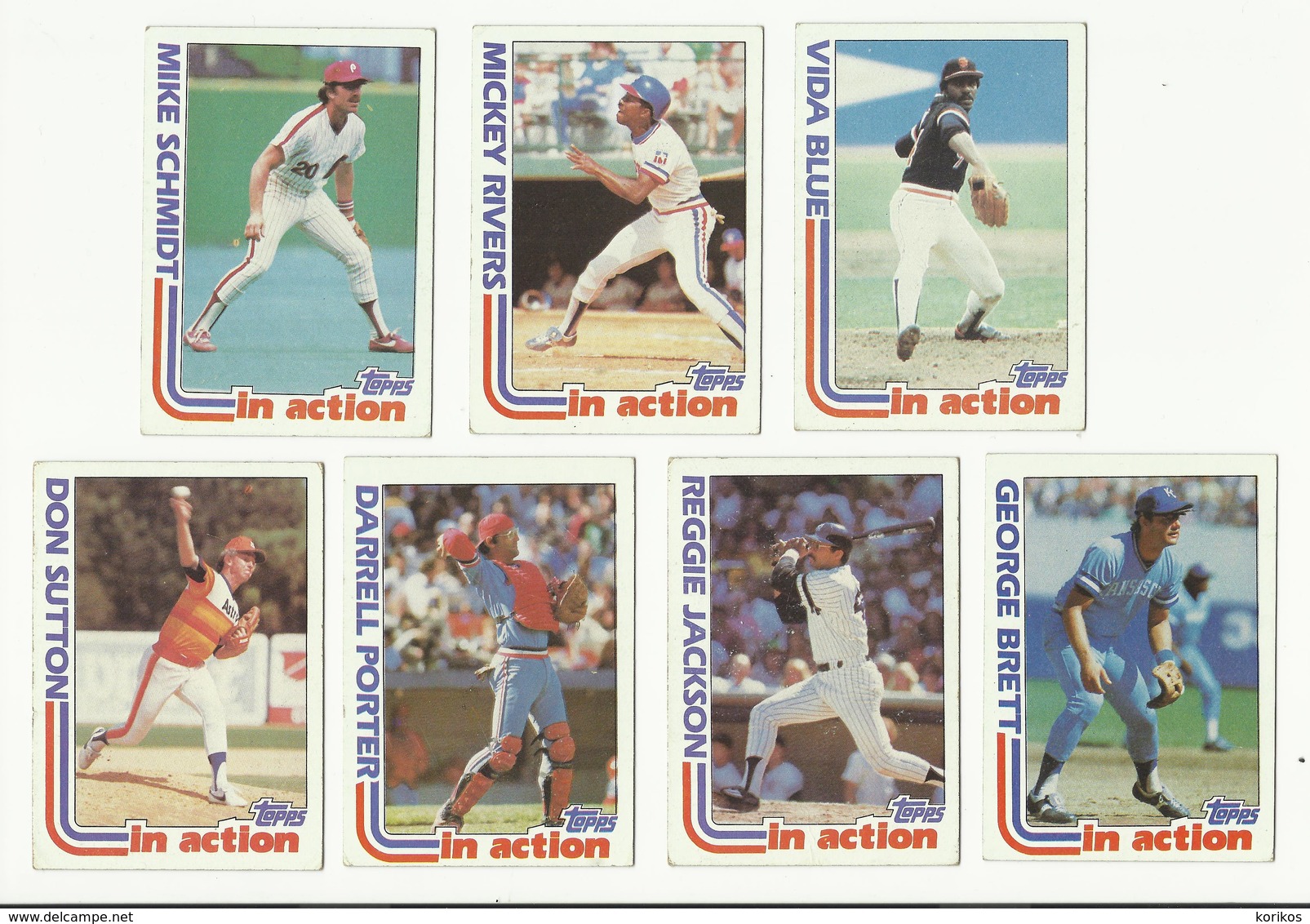 1982 TOPPS BASEBALL CARDS – IN ACTION ALL STARS – MLB – MAJOR LEAGUE BASEBALL – LOT OF SEVEN - Verzamelingen
