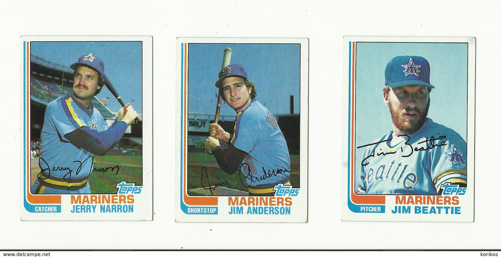 1982 TOPPS BASEBALL CARDS – SEATTLE MARINERS – MLB – MAJOR LEAGUE BASEBALL – LOT OF THREE - Lotti