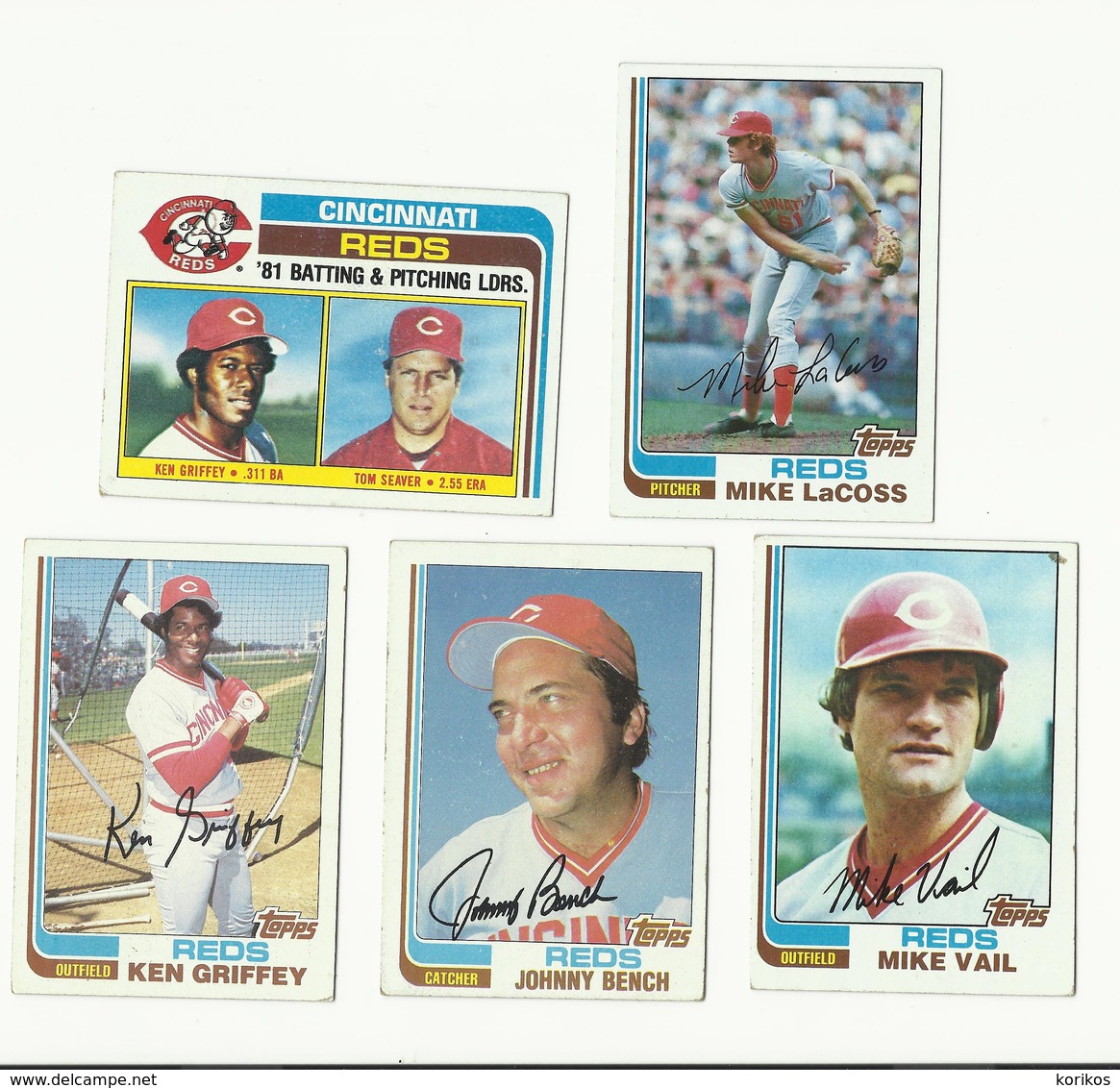 1982 TOPPS BASEBALL CARDS – CINCINNATI REDS – MLB – MAJOR LEAGUE BASEBALL – LOT OF FIVE - Lotes