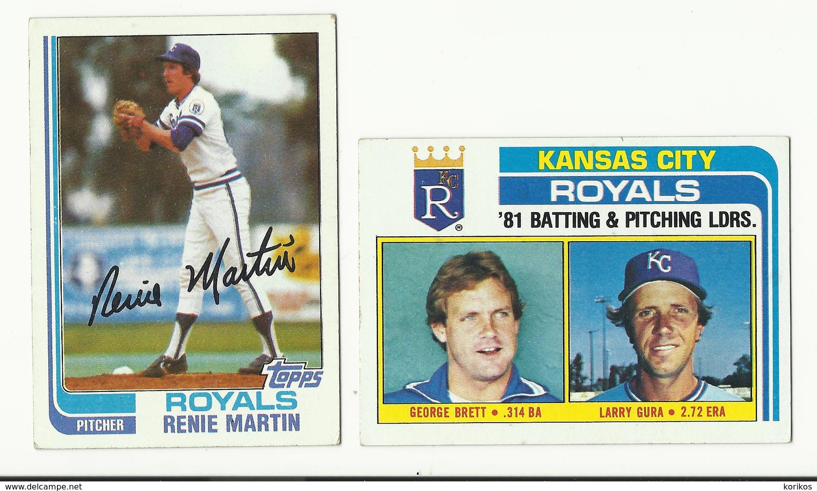 1982 TOPPS BASEBALL CARDS – KANSAS CITY ROYALS – MLB – MAJOR LEAGUE BASEBALL – LOT OF TWO - Verzamelingen