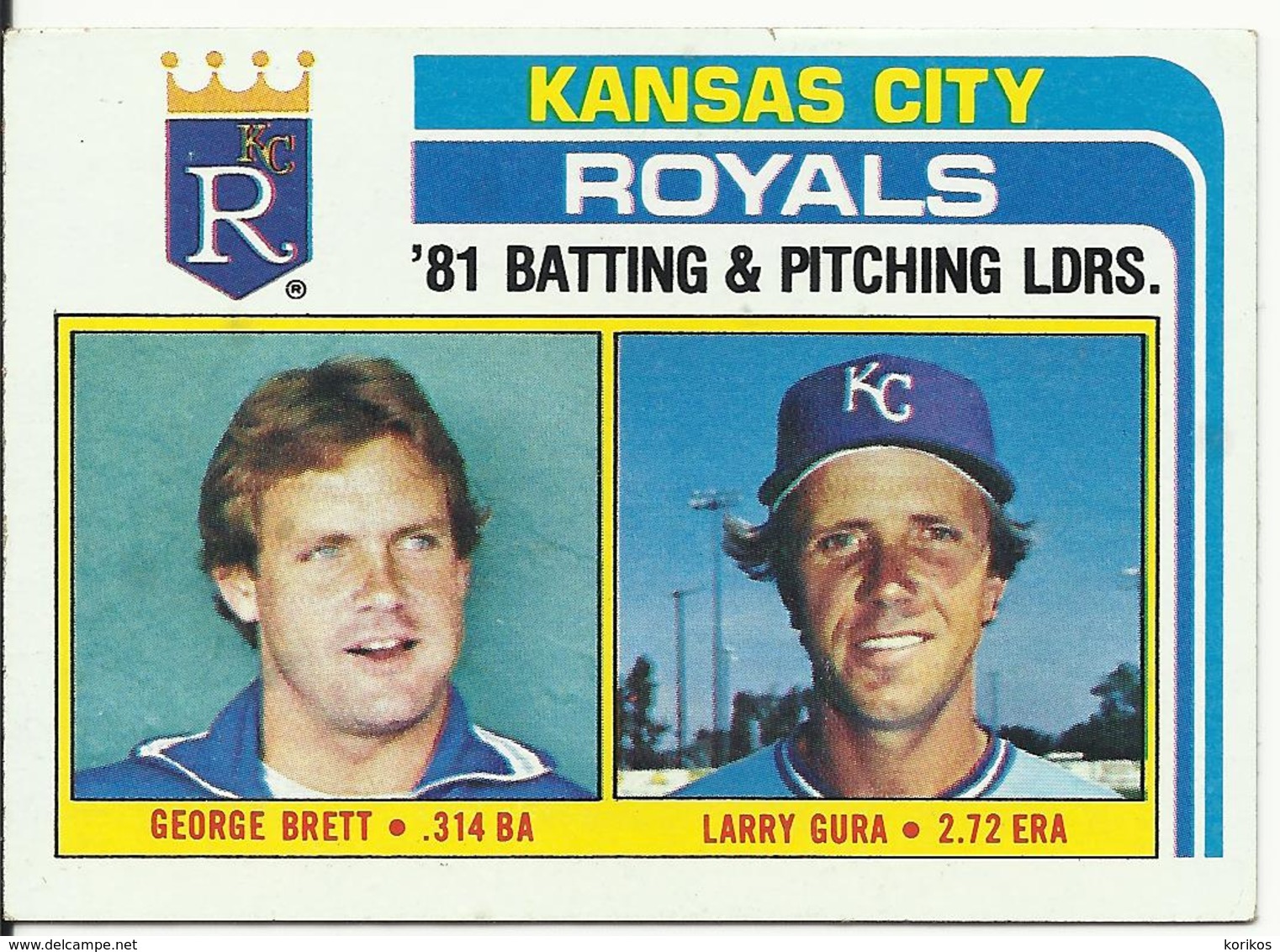 1982 TOPPS BASEBALL CARDS – KANSAS CITY ROYALS – MLB – MAJOR LEAGUE BASEBALL – LOT OF TWO - Konvolute