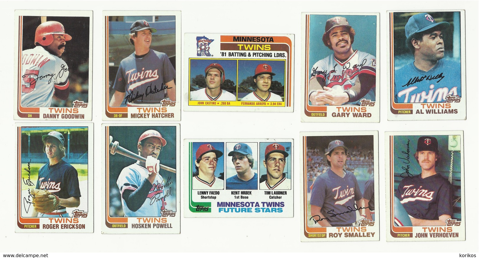 1982 TOPPS BASEBALL CARDS – MINNESOTA TWINS – MLB – MAJOR LEAGUE BASEBALL – LOT OF TEN - Lotti