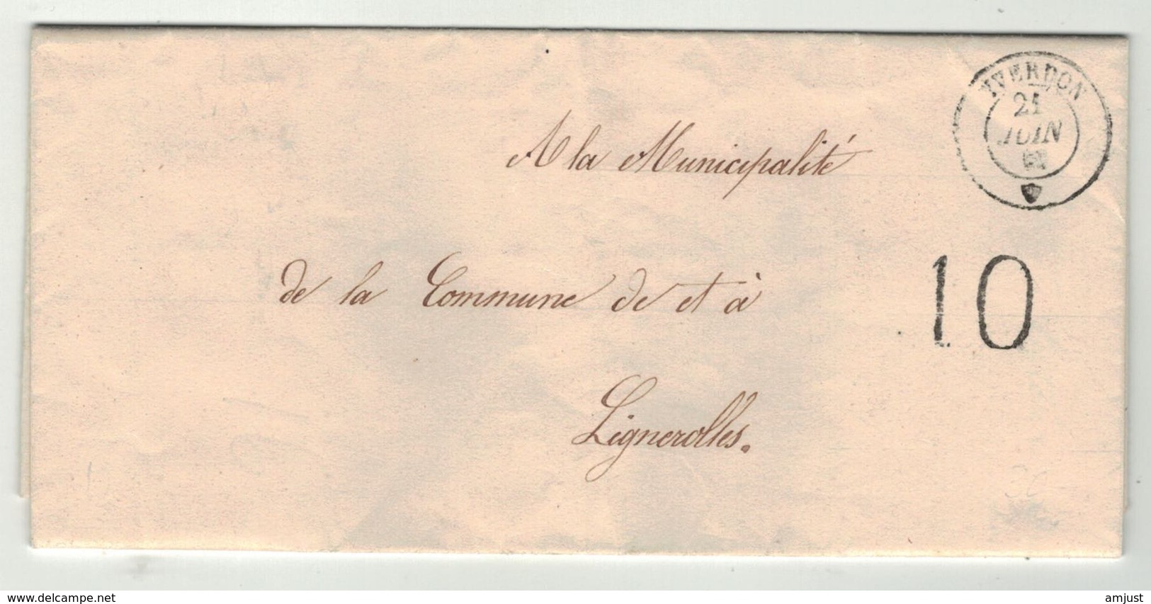 Suisse // Schweiz // Switzerland //  Préphilatélie  // Lettre Au Départ D'Yverdon Pour Lignerolles - ...-1845 Préphilatélie