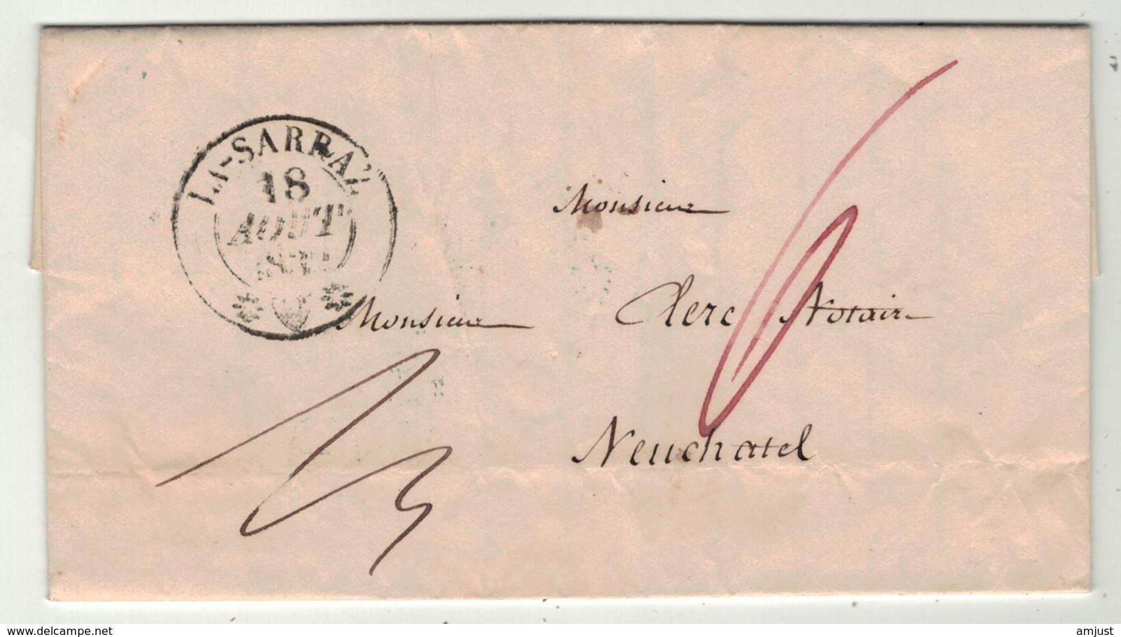 Suisse // Schweiz // Switzerland //  Préphilatélie  // Lettre Au Départ De La Sarraz Pour Neuchâtel - ...-1845 Préphilatélie