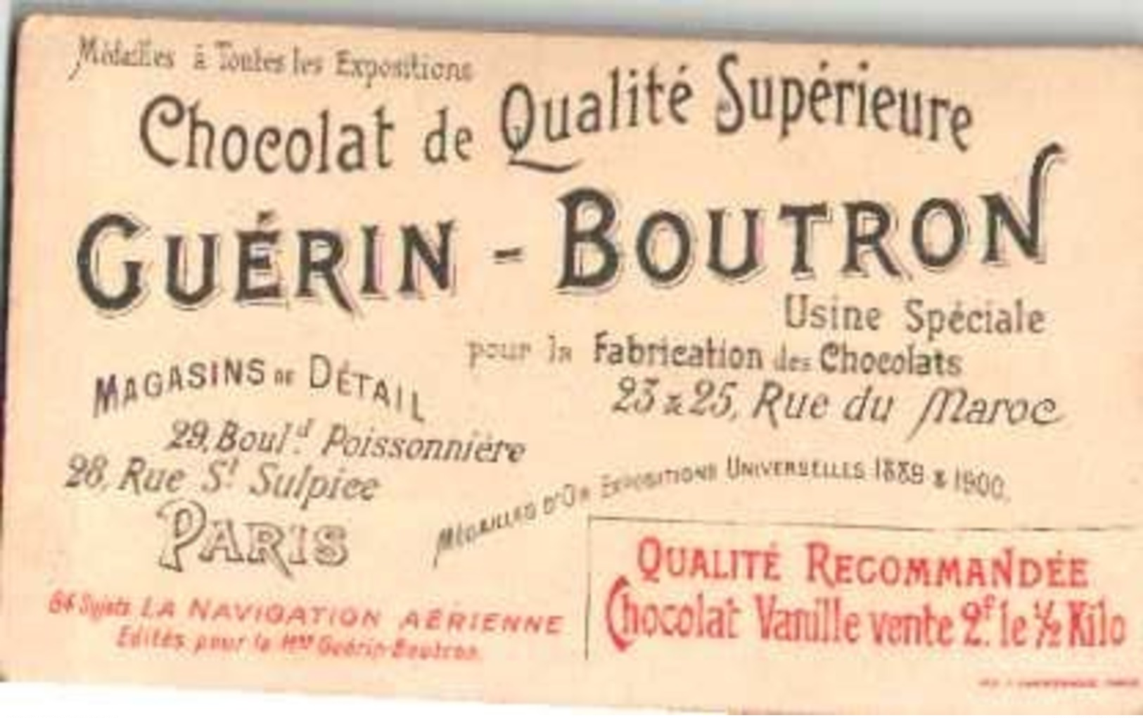 Chromo Chocolat GUERIN BOUTRON - Dans Les Airs : 1783 Premier Ballon à Hydrogène  - Scans Recto Verso - Sonstige & Ohne Zuordnung