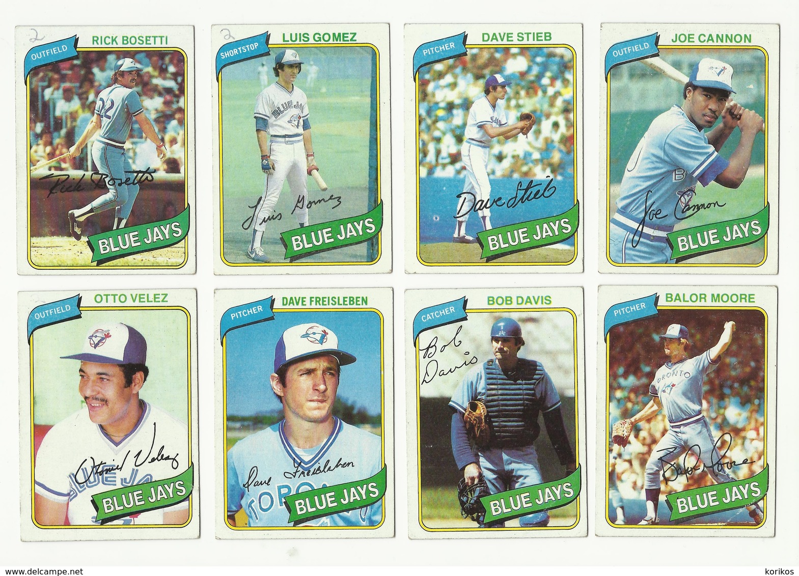 1980 TOPPS BASEBALL CARDS – TORONTO BLUE JAYS – MLB – MAJOR LEAGUE BASEBALL – LOT OF TWELVE - Konvolute