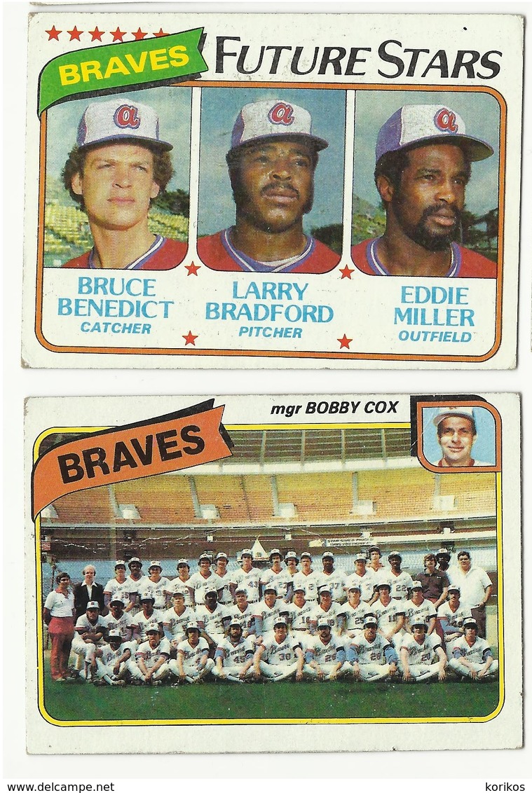 1980 TOPPS BASEBALL CARDS – ATLANTA BRAVES – MLB – MAJOR LEAGUE BASEBALL – LOT OF NINE - Lotti