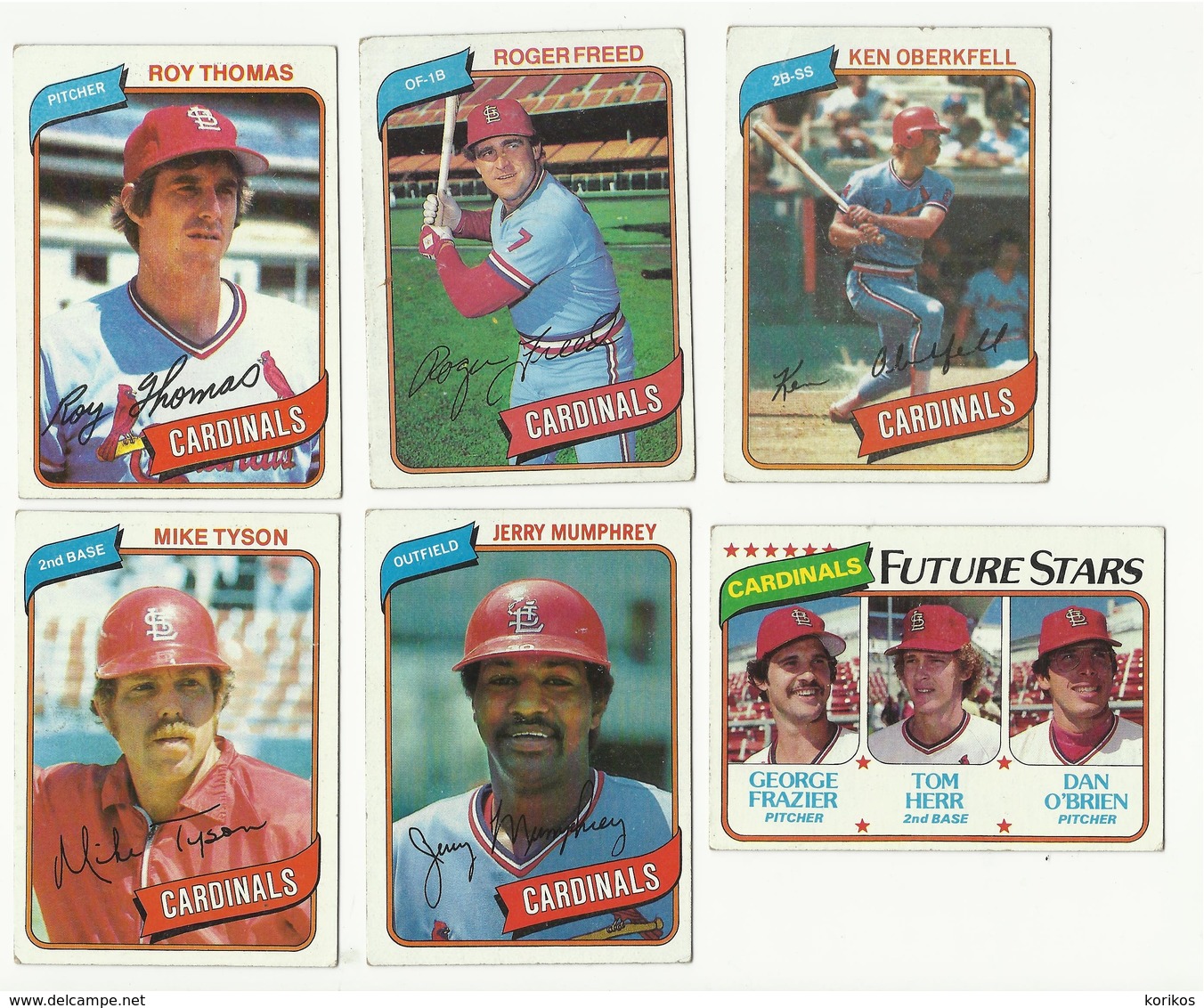 1980 TOPPS BASEBALL CARDS – SAINT LOUIS CARDINALS – MLB – MAJOR LEAGUE BASEBALL – LOT OF THIRTEEN - Konvolute