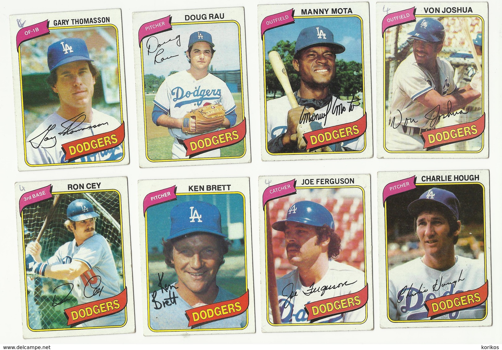 1980 TOPPS BASEBALL CARDS – LOS ANGELES DODGERS – MLB – MAJOR LEAGUE BASEBALL – LOT OF THIRTEEN - Lotes