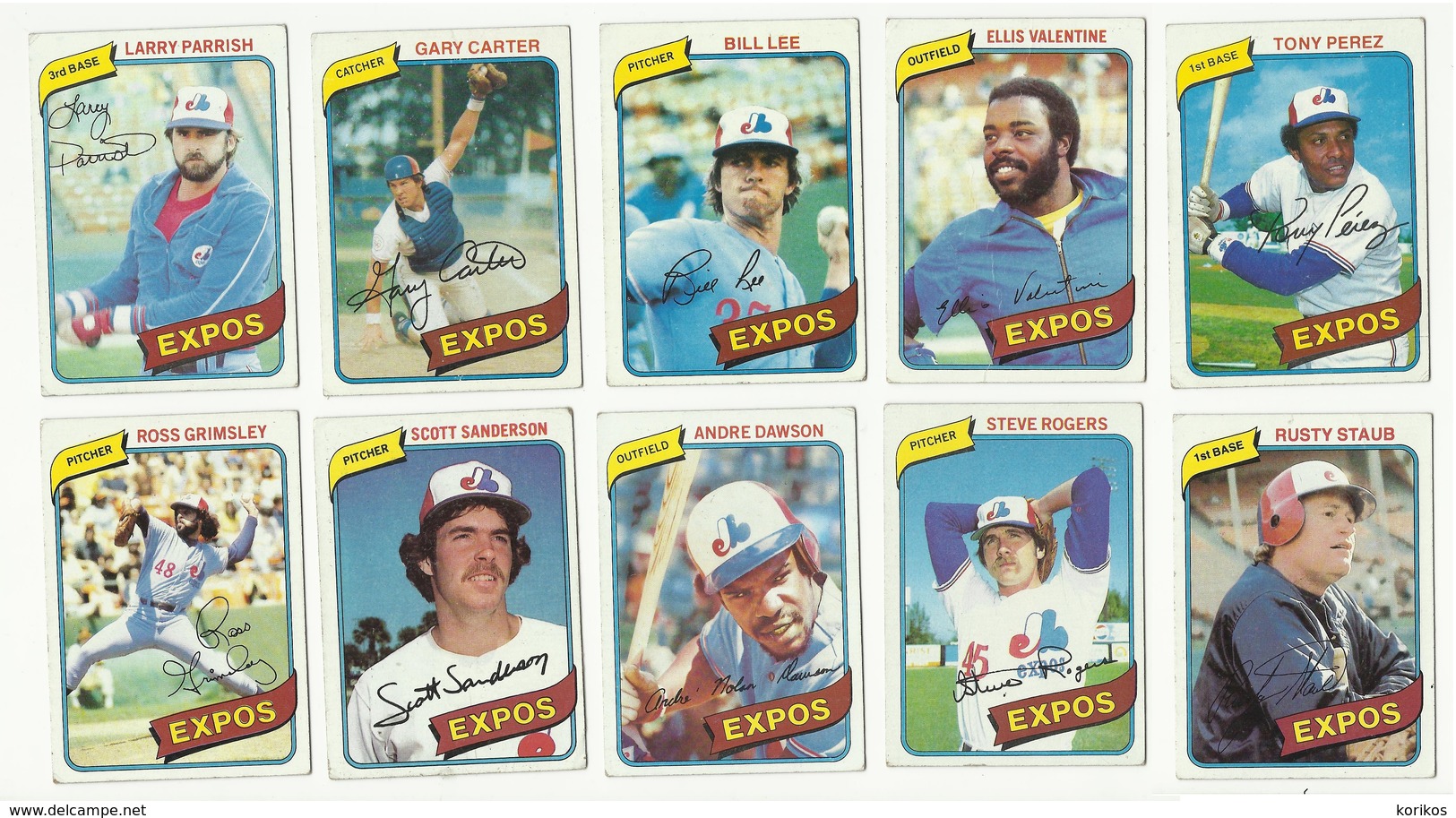 1980 TOPPS BASEBALL CARDS – MONTREAL EXPOS – MLB – MAJOR LEAGUE BASEBALL – LOT OF TEN - Konvolute